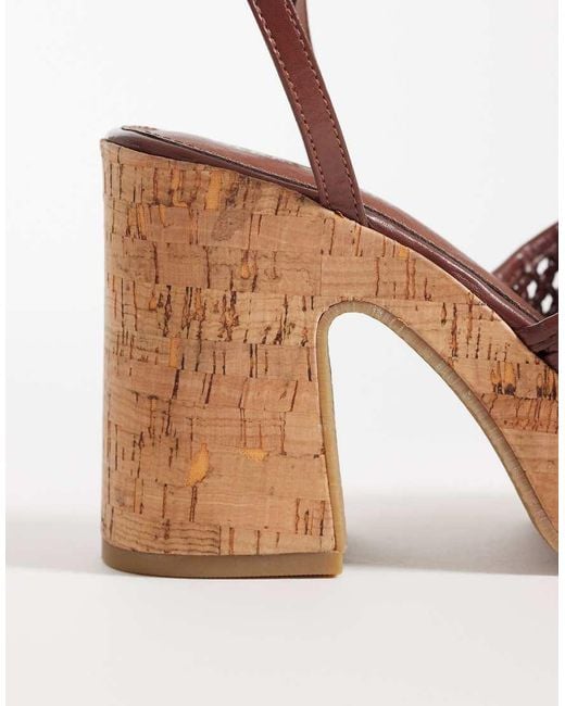Glamorous Brown Cork Heeled Sandals