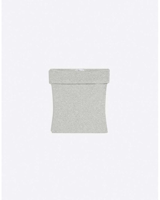Bershka White Glitter Bandeau Top