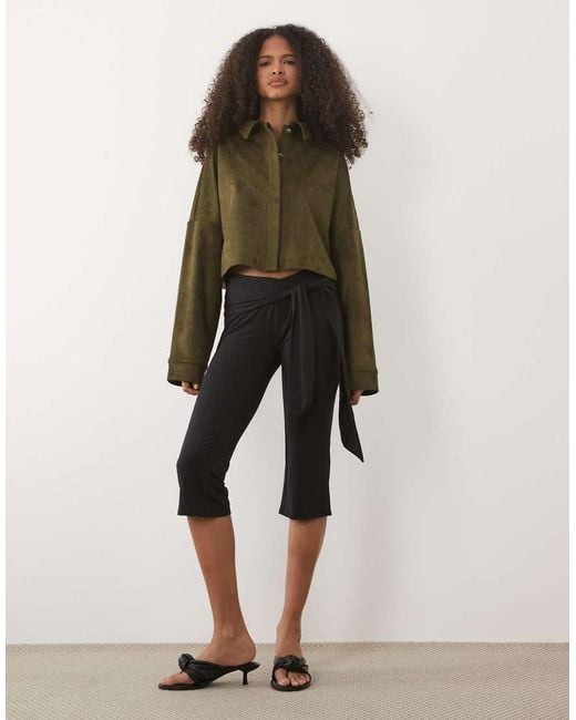 ASOS Green Co-Ord Faux Suede Long Sleeve Shirt