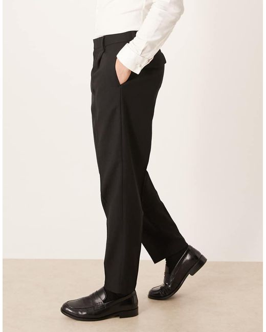 ASOS Natural Smart Pleated Relaxed Tapered Leg Trousers And Pocket Detail for men