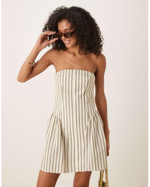 ASOS Natural Bandeau Structured Bonded Mini Dress
