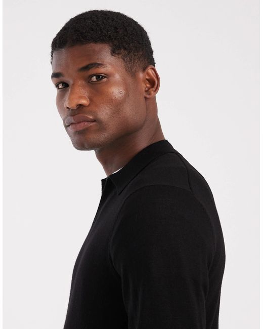 Polo en maille ASOS pour homme en coloris Black