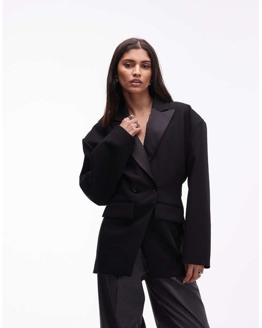 ASOS Blue Tux Blazer With Satin Lapel