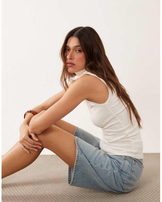 ASOS Blue Funnel Neck Tank Top