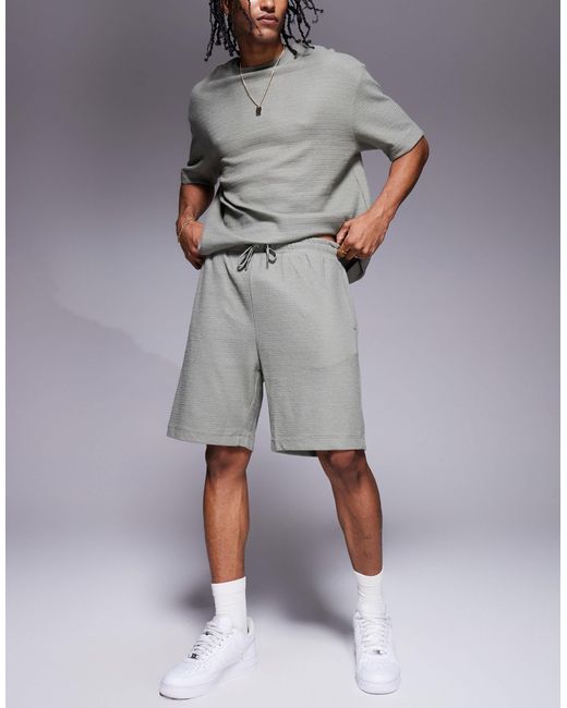 River Island – strukturierte shorts in Gray für Herren