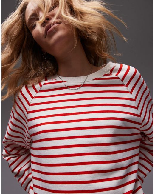 ARKET Red – gestreiftes sweatshirt aus weichem terry