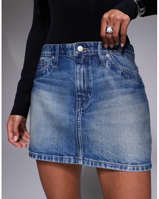 GOOD AMERICAN Blue Coated Good 90s Mini Skirt