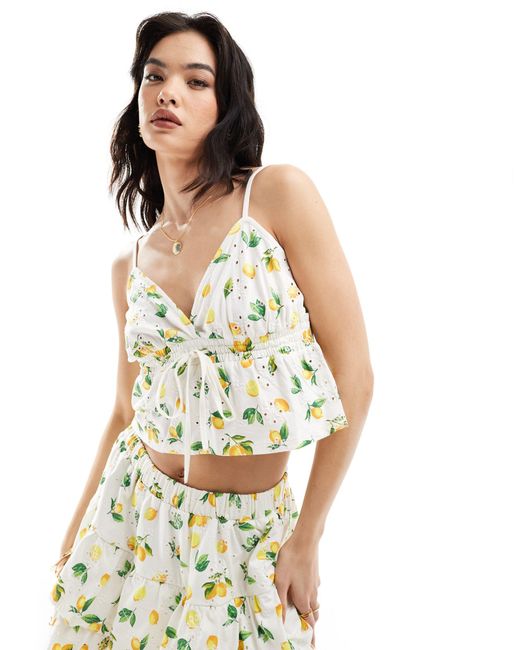 ASOS White Broderie Babydoll Cami Top Co-ord