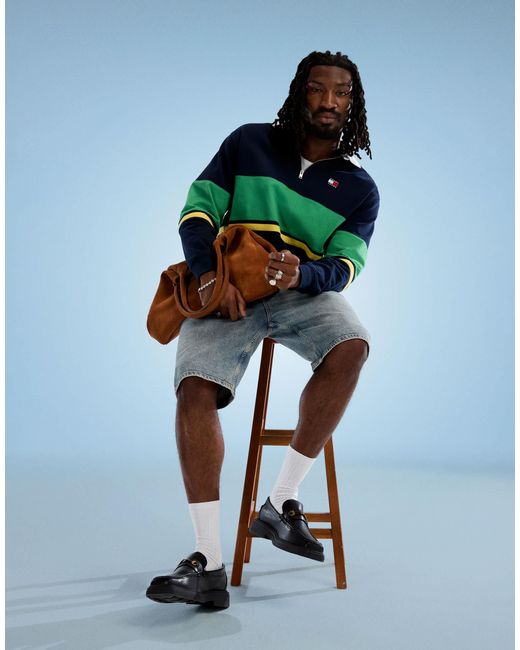 Top zippé color-block style rugby - et vert Tommy Hilfiger pour homme en coloris Blue