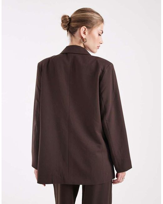 Pieces Brown Oversized Tailored Blazer