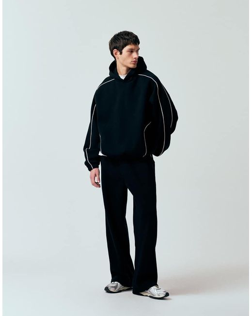 ASOS Black Extreme Oversized Boxy Hoodie With Piping for men