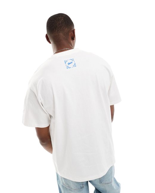 T-shirt bianca con stampa di skater di Pull&Bear in White da Uomo