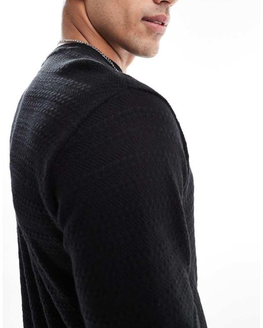 Only & Sons Gebreid T-Shirt Met Textuur in het Black voor heren