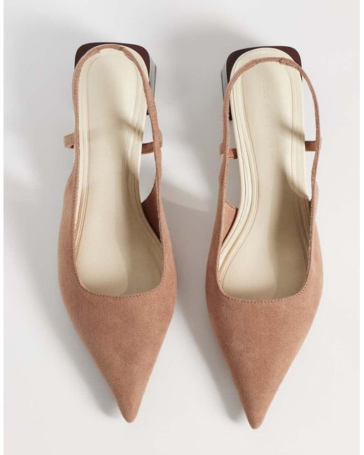 ASOS White Steam Cut Out Detail Slingback Block Heeled Shoes