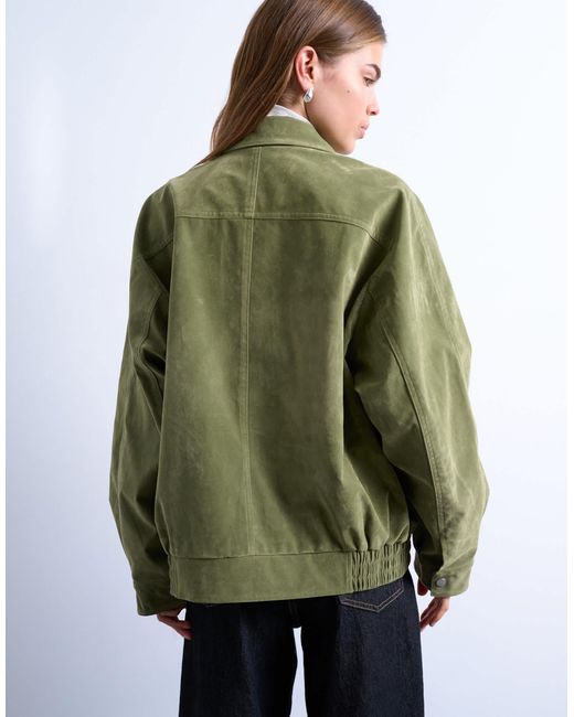 TOPSHOP Green – jacke aus wildlederimitat