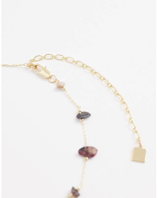 ASOS Blue Dainty Necklace With Pink Chipping Detail
