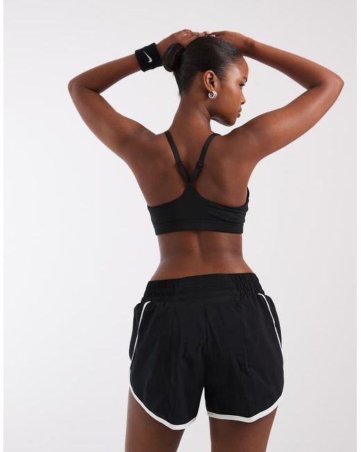 Nike White Indy Metallic Swoosh Light Support Sports Bra