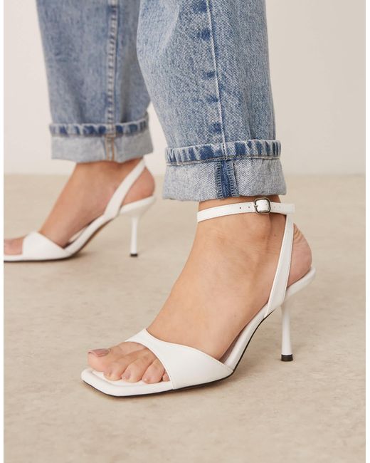 Asos Design Wide Fit Blue Hollow Barely There Heeled Sandals