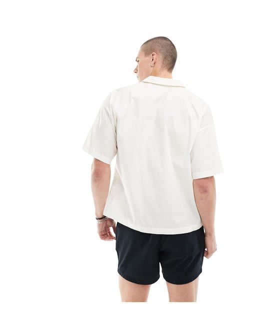 Camicia oversize con stampe di sole e luna e rever di ADPT in White da Uomo
