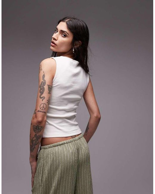 Top Senza Maniche Écru Con Grafica "Costa Rica" di TOPSHOP in Gray