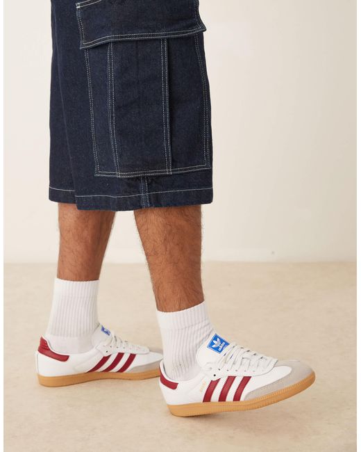 ASOS Natural Long Length Denim Jorts With Double Pleats for men