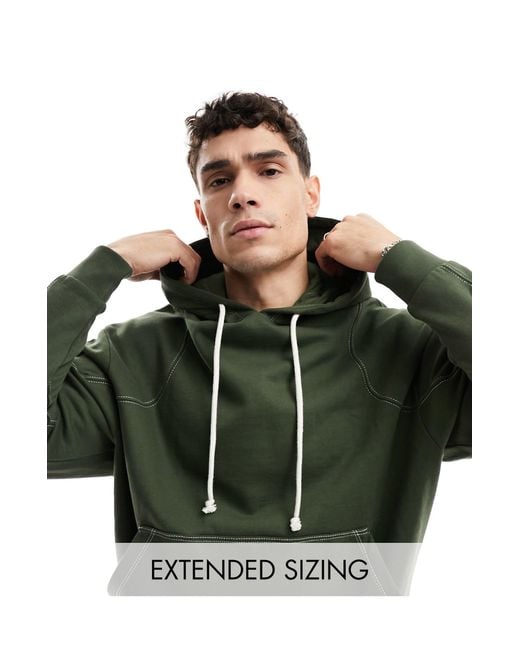 ASOS Black Oversized Hoodie With Contrast Stitching for men
