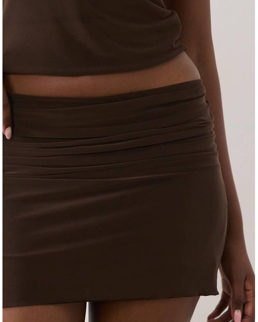 Missy Empire Natural Double Sculpted Slinky Ruched Detail Mini Skirt