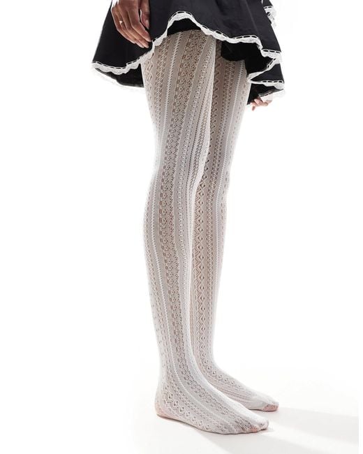 petit moments White – strumpfhose aus pointelle-strick