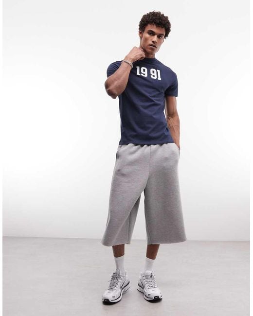 ASOS Blue Slim T-shirt With 1991 Graphic for men