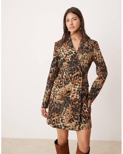 Miss Selfridge Brown Longline Blazer Dress