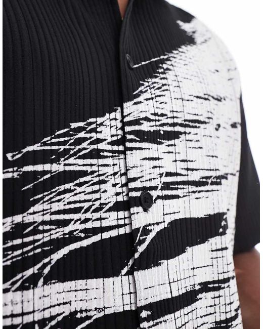 Bershka Overhemd Van Mesh Met Textuur En Print in het Black voor heren