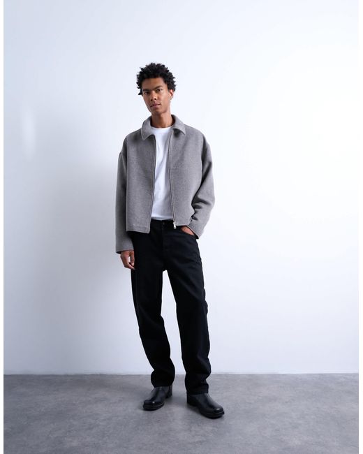 Topman Gray Wool Blend Jacket for men