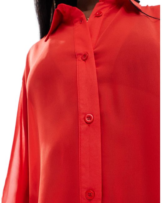 Threadbare Red Beach Shirt Dress