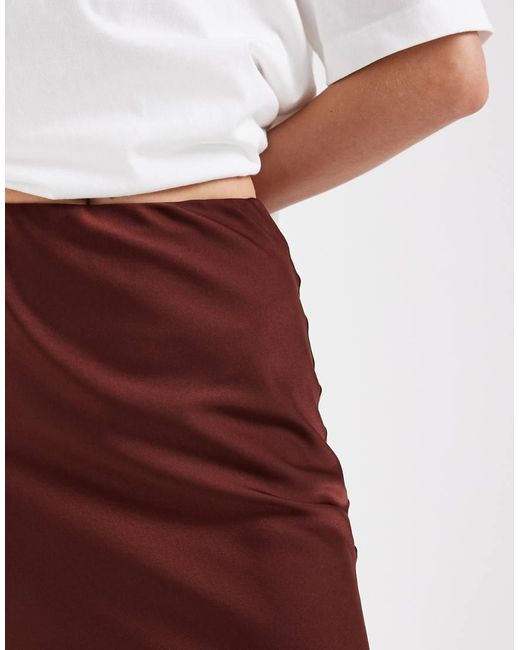 River Island Red Satin Maxi Skirt