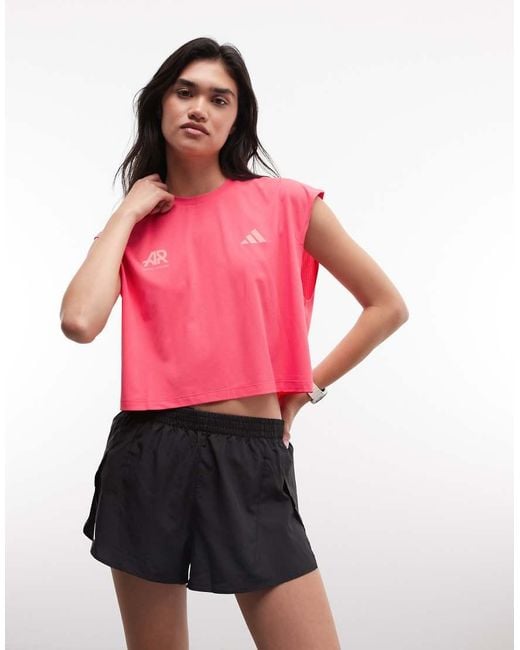 Adidas Originals Pink Adidas Running Ar Cropped T-shirt With Backprint