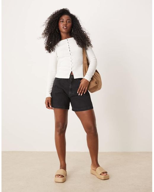 ASOS Black Denim Longer A Line Short