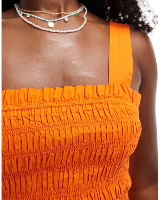 ASOS Orange Shirred Bust Maxi Beach Dress