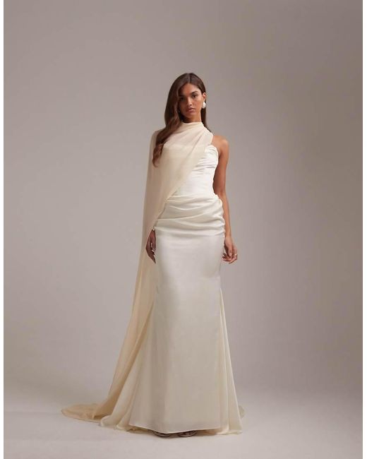 ASOS Brown Bridal Drape Bandeau Maxi Wedding Dress