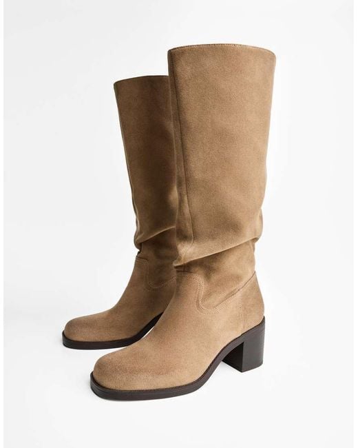 Bershka White Distressed High-heel Boots