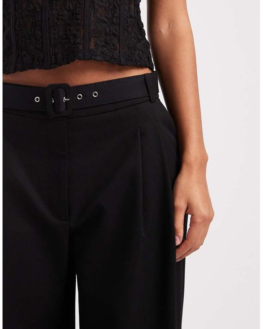 Pantaloni A Fondo Ampio Neri Sartoriali Con Cintura E Vita Bassa di ASOS in Black