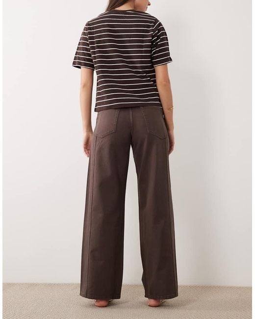 Mango Brown Rachel Drawstring Straight Leg Jeans