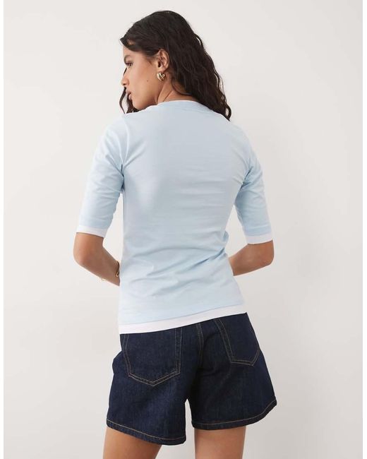 ASOS White Short Sleeve Double Layer Low Back Top