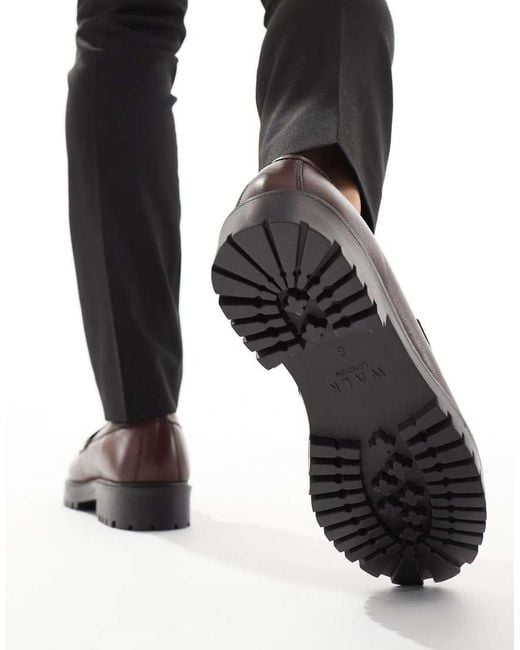 Mocasines Negros Con Borlas De Cuero Abatanado De Walk London de hombre de color Black