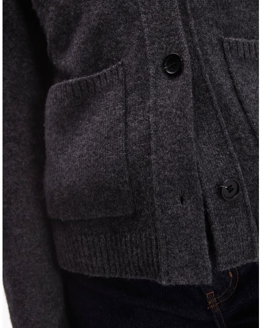 Gilet en laine texturée avec col en v et poches sur le devant - foncé ARKET en coloris White
