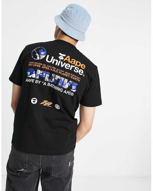 Aape By A Bathing Ape Black Aape By A Bathing Ape Universe T-shirt for men