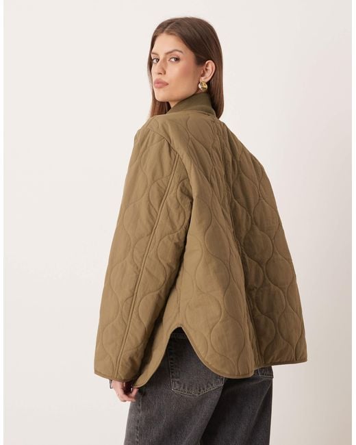 Jdy Brown Oversized Quilted Jacket