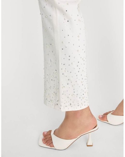 GOOD AMERICAN Blue Good Icon Straight Cropped Pearl Jeans