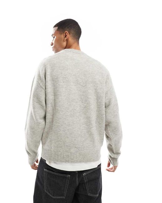 Maglione Oversize Soffice Girocollo Chiaro Mélange di Jack & Jones in Gray da Uomo