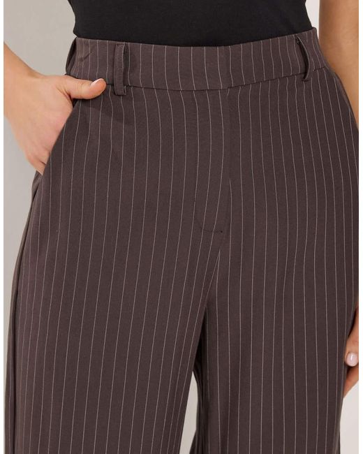 Long Tall Sally Brown Pinstripe Wide Leg Trousers