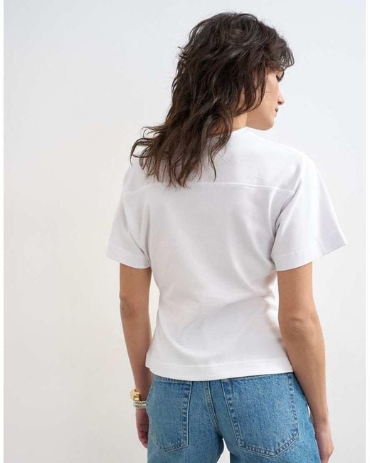 TOPSHOP White V-neck Cinch Tee
